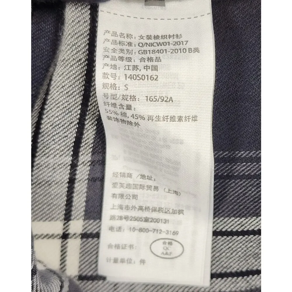 Abercrombie & Fitch Plaid Flannel‎ Shirt Gray Black Button S